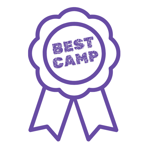 best camp logo lila