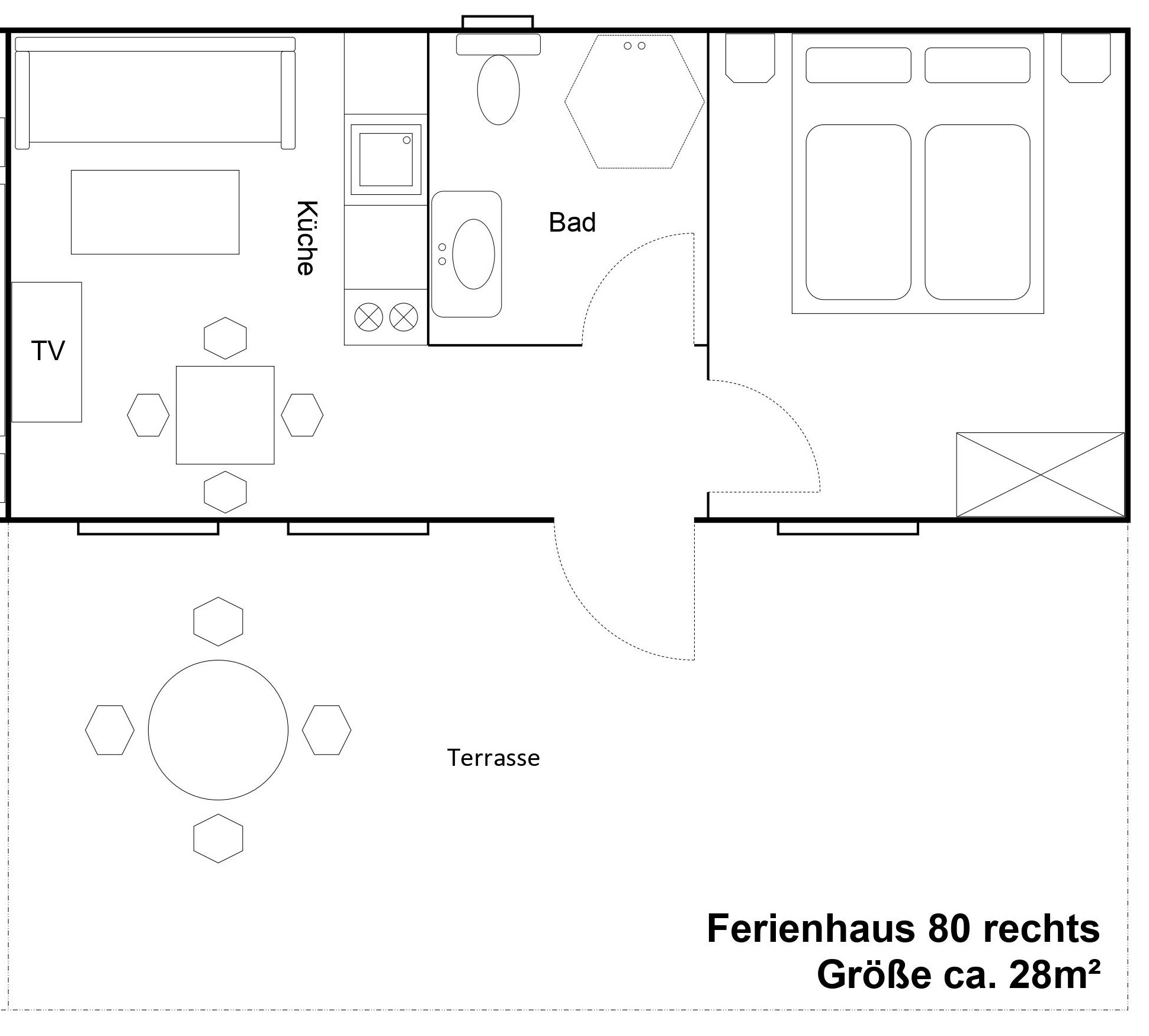 Grundriss Ferienhaus 80 rechts