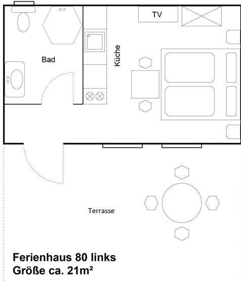 Grundriss Ferienhaus 80 links